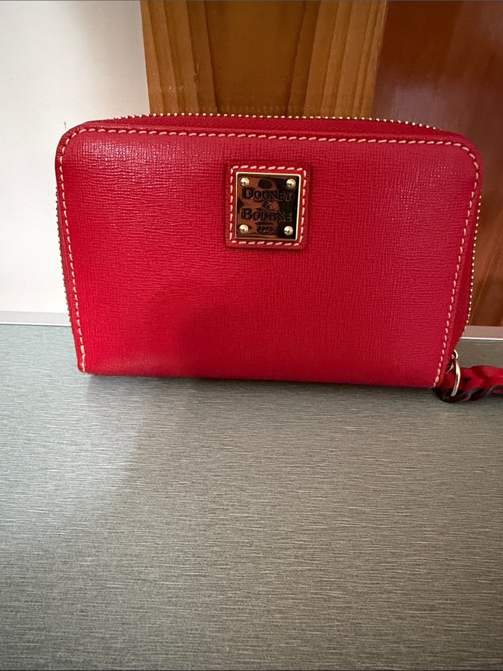 Dooney & Bourke Bright Red Zip-Around Leather Wallet